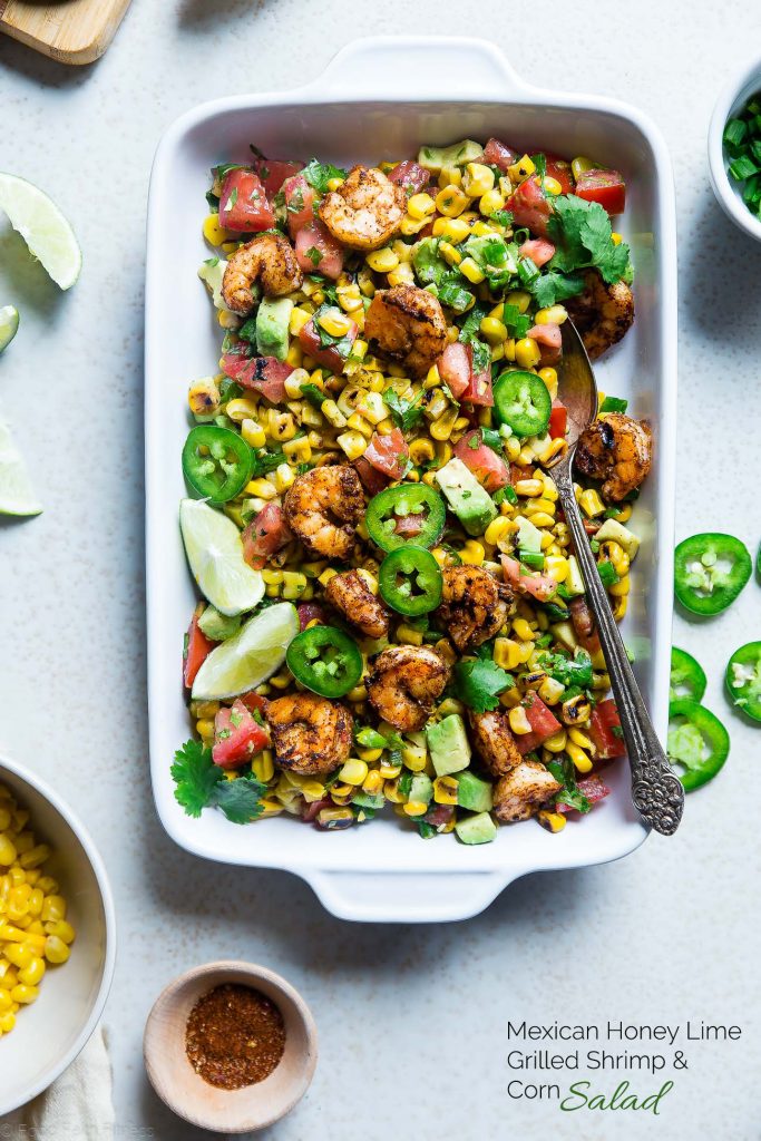 Mexican corn salad with shrimp