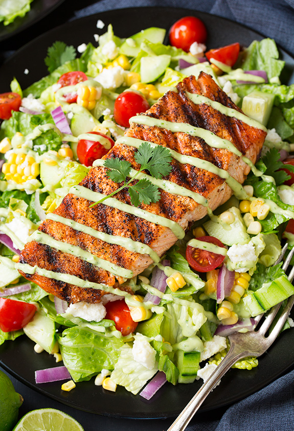 Mexican grilled salmon salad
