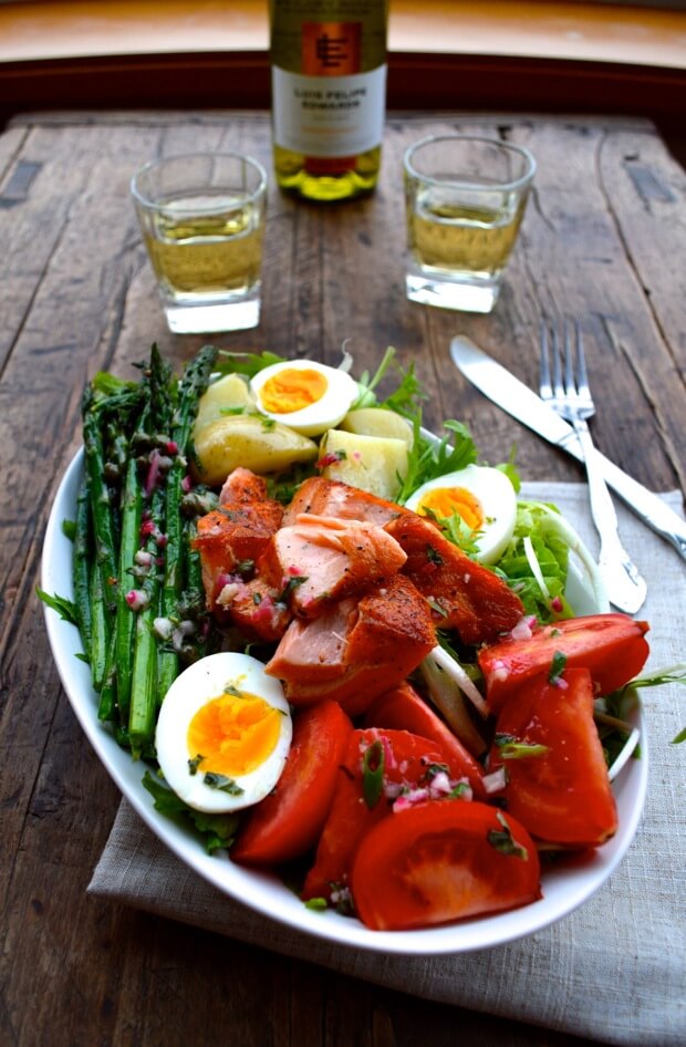 Salmon salad nicoise