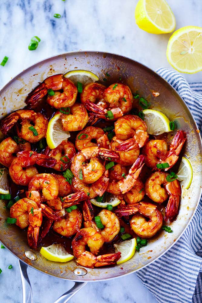 Sticky honey garlic butter shrimp