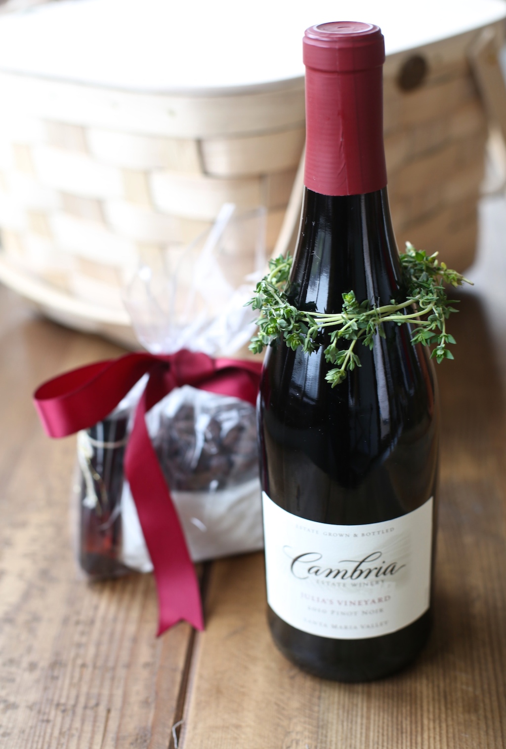 Wine and chocolate gift basket