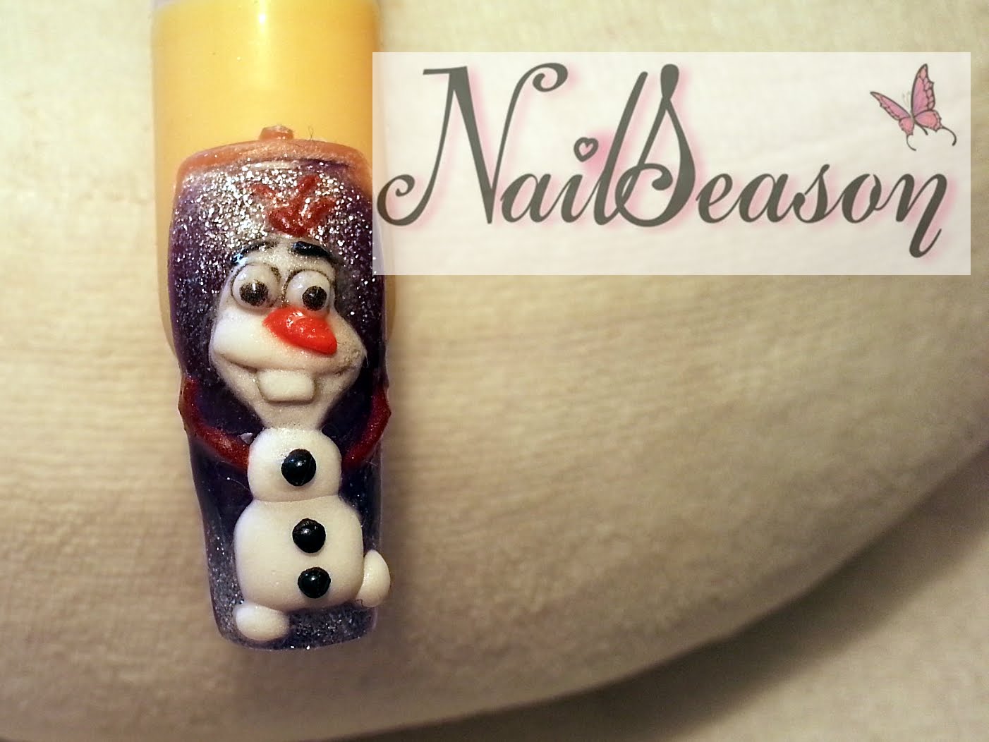 3d snowman acrylic nail art