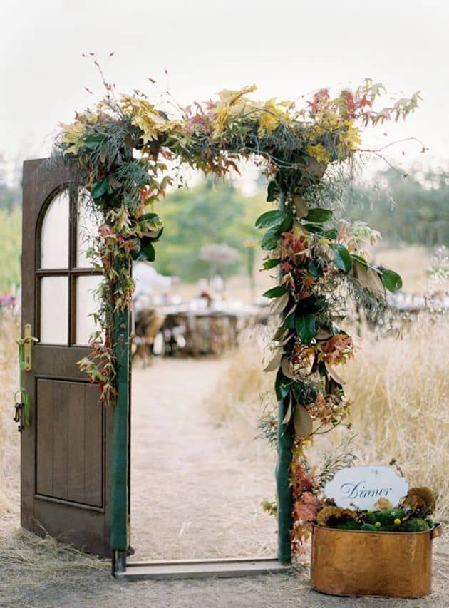 Autumn floral entrance to the ceremony