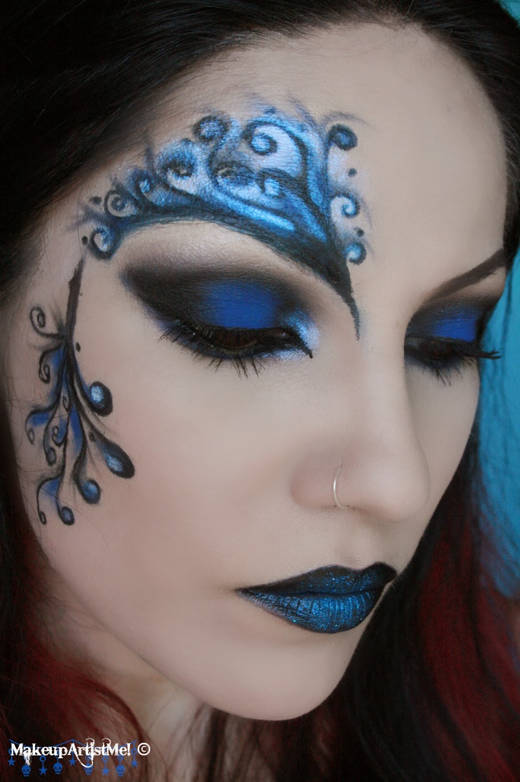 Blue masquerade makeup