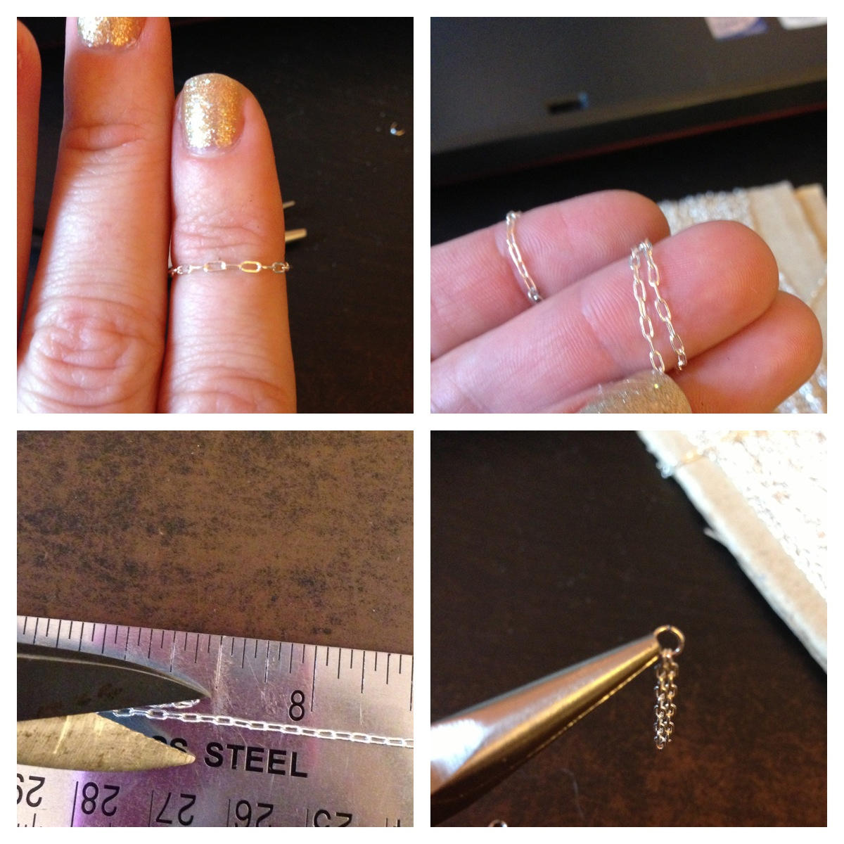 Delicate chain knuckle ring
