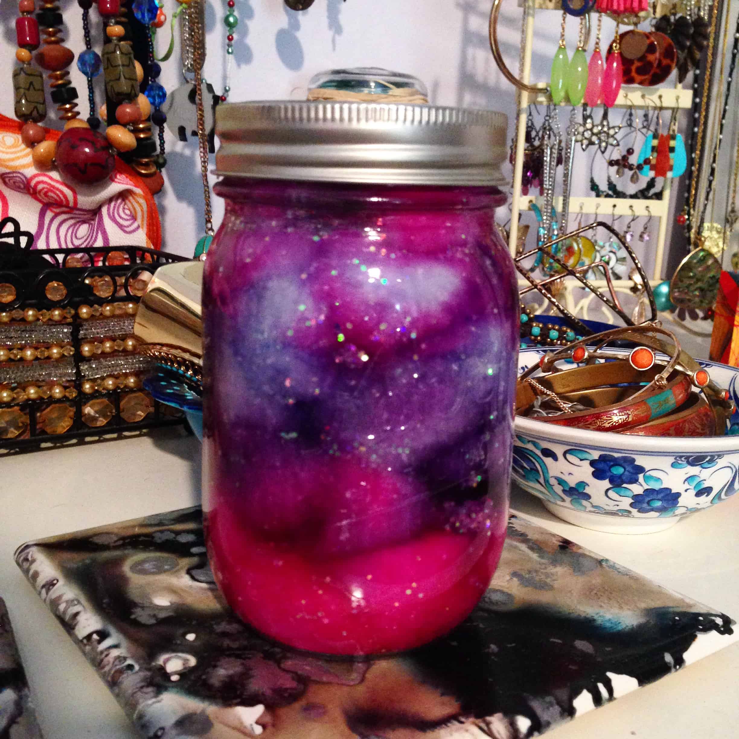 Homemade galaxy calm jars