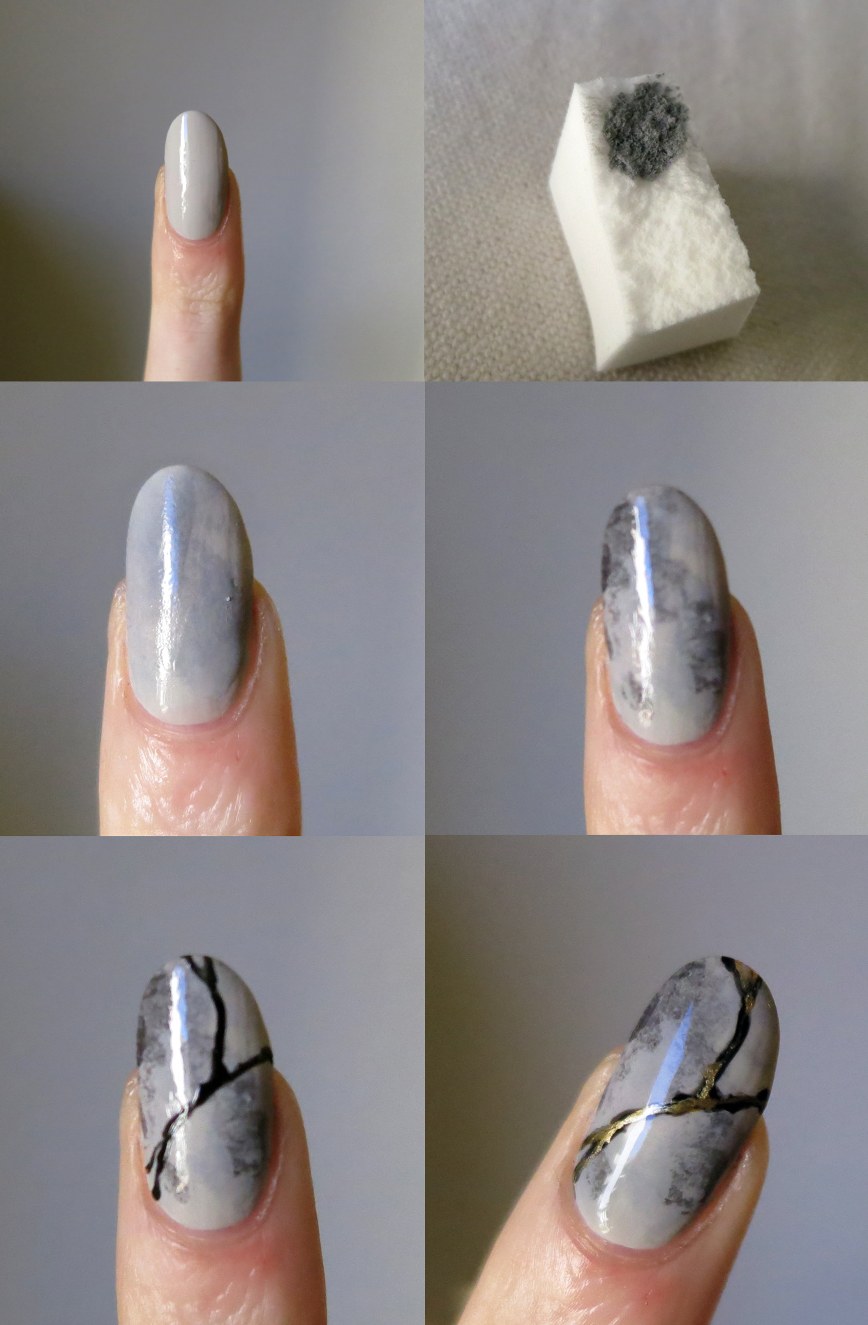 Metallic marble acrylic nails