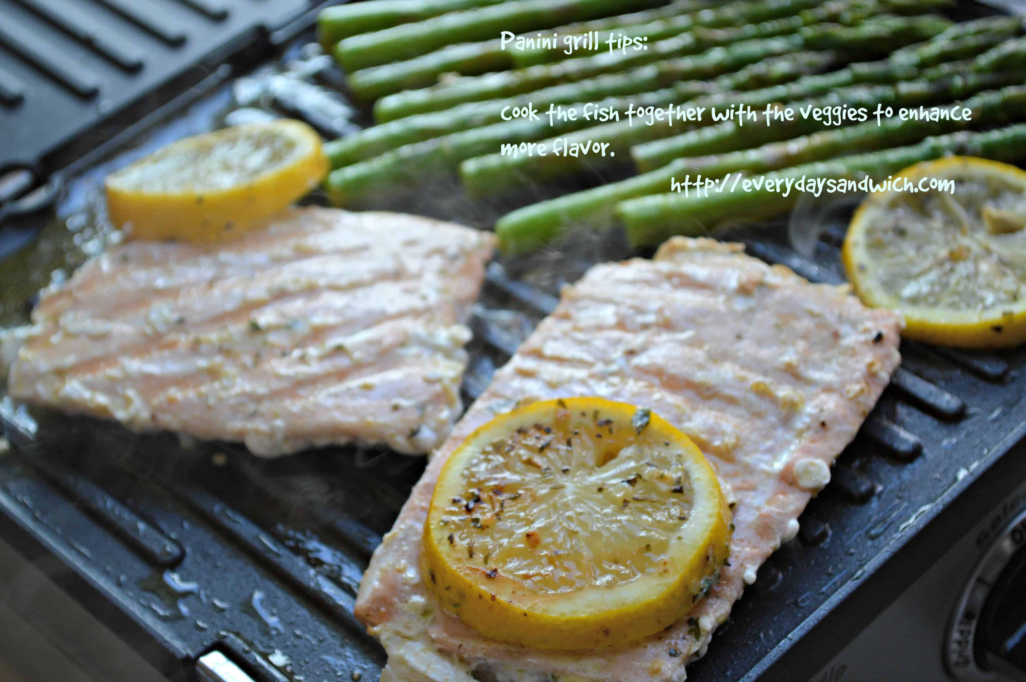 Panini grilled salmon and asparagus