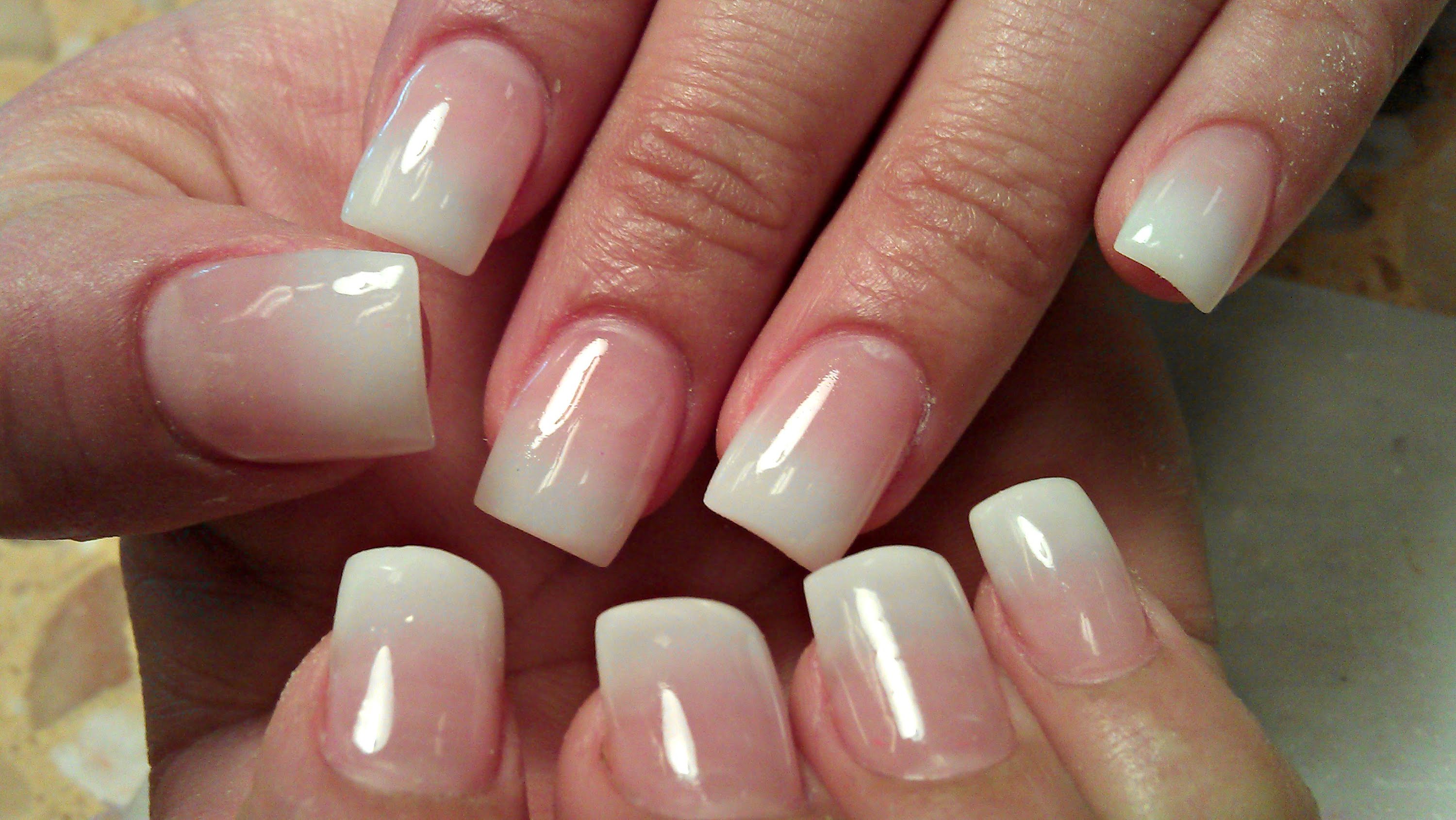 Subtle white to nude ombre