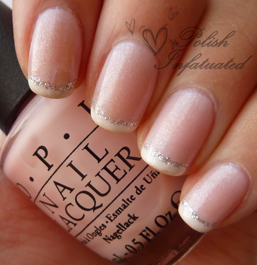 French tip with glitter wedding nail design