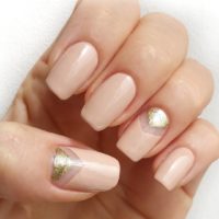 Gold and pink chevron wedding nails