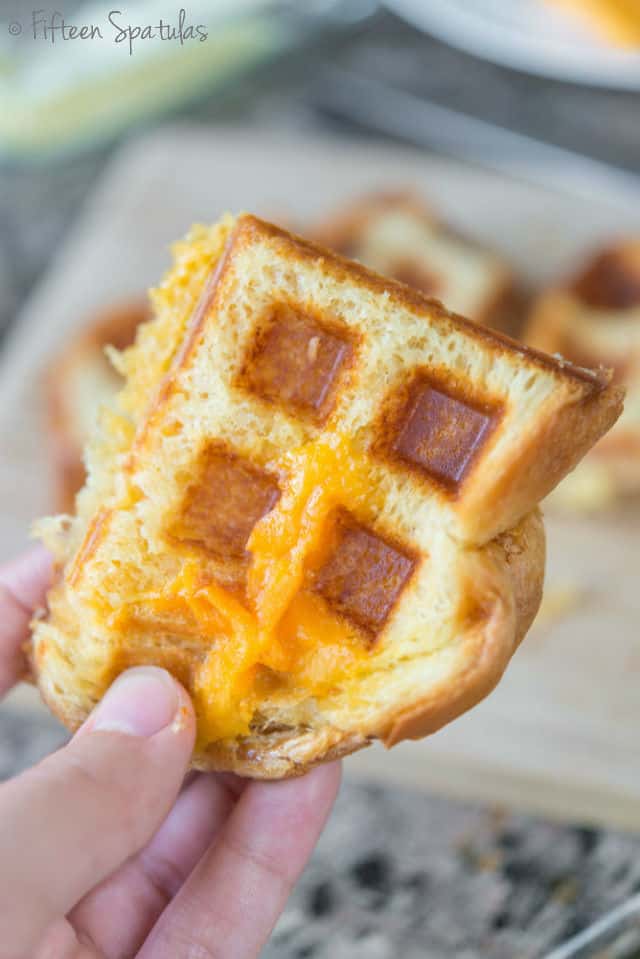 Grilled cheese sandwiched in waffle iron