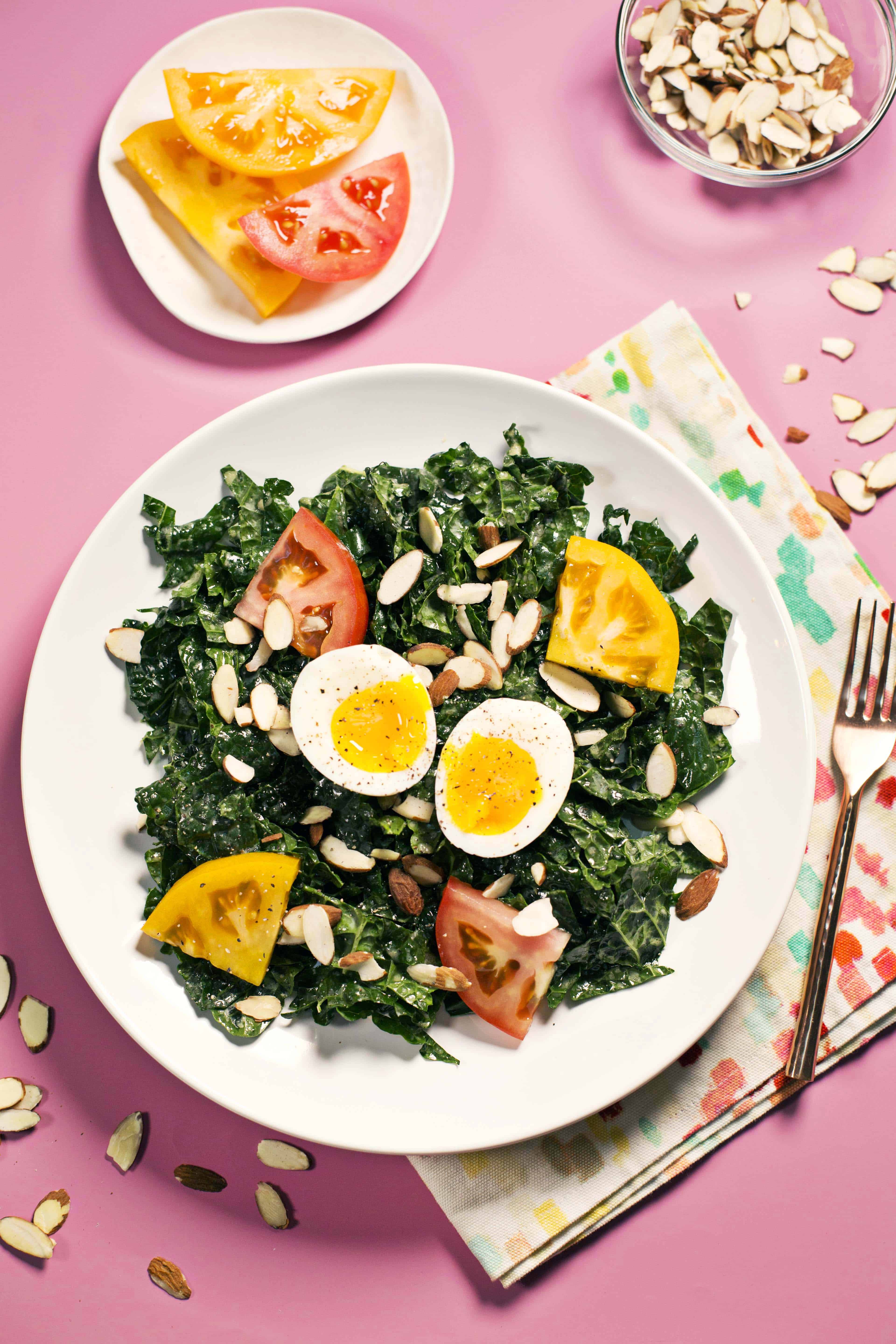 Kale miso and soft egg salad
