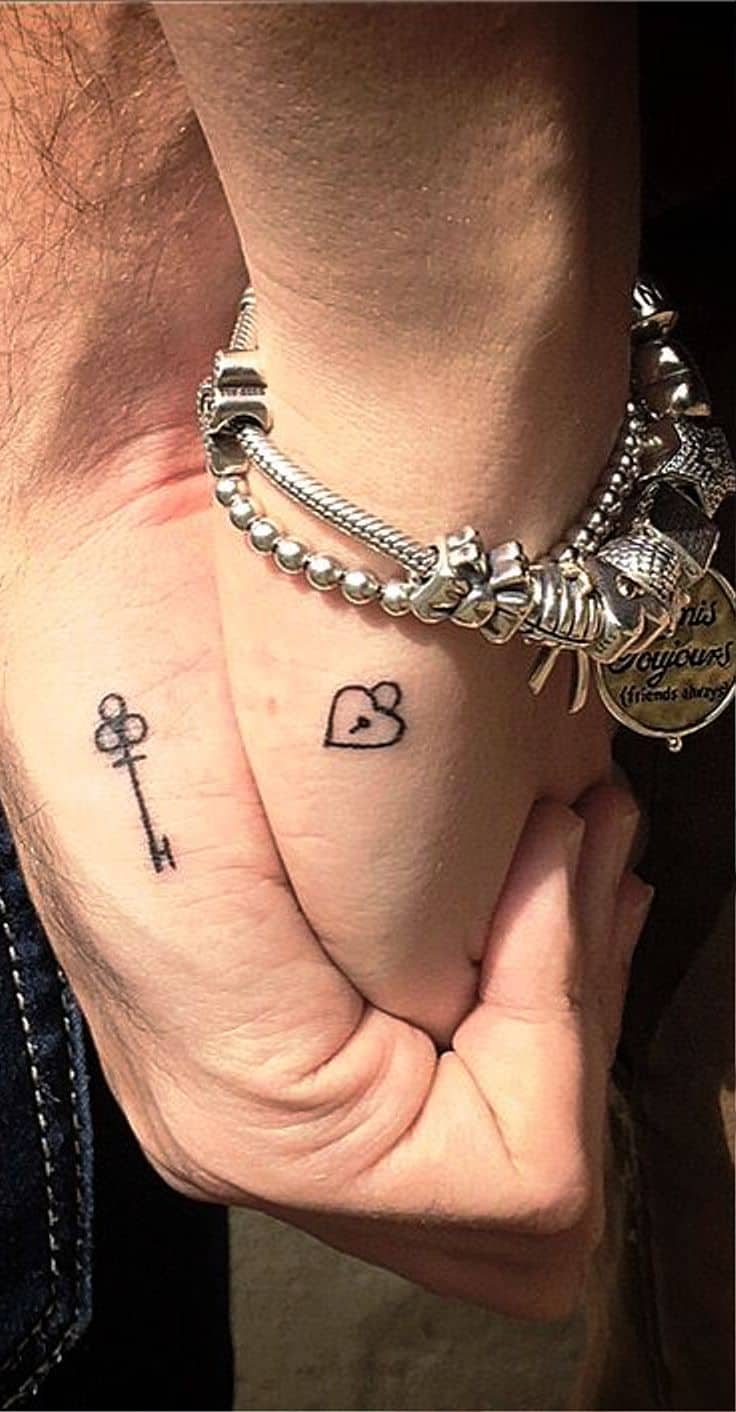 Lock & key wedding tattoo idea