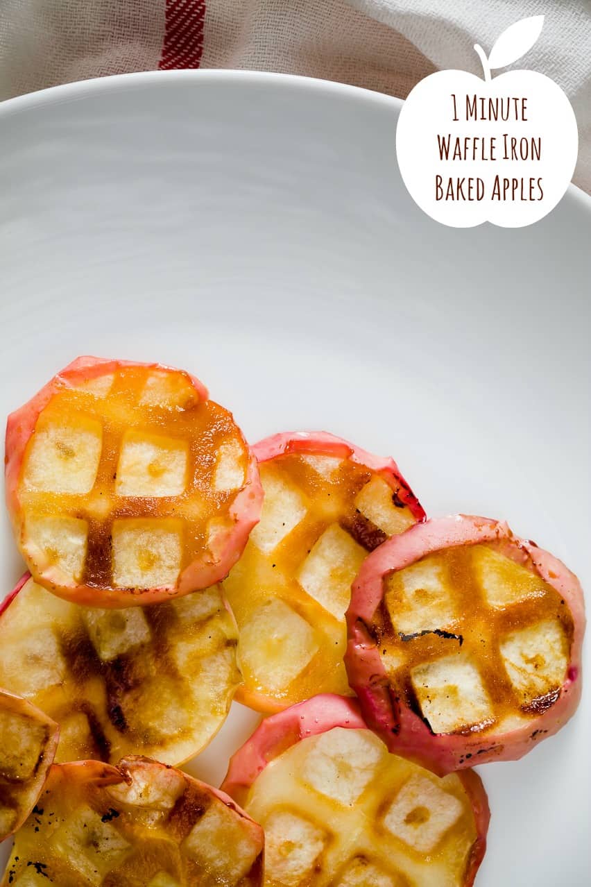 One minute waffle iron baked apples