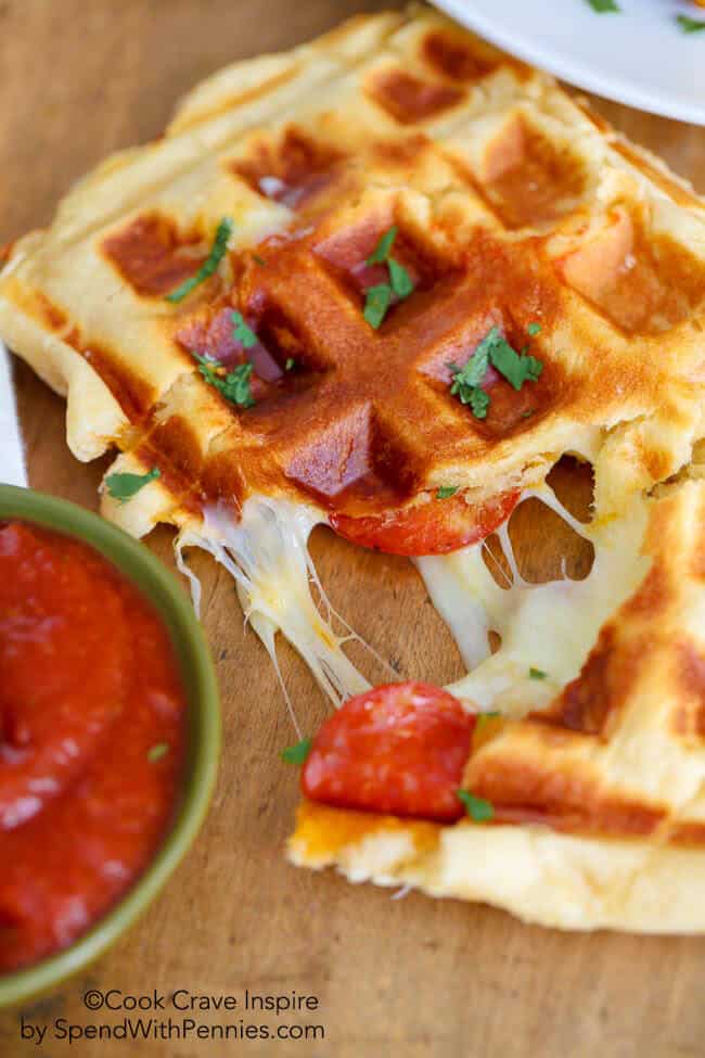 Waffle iron pizza