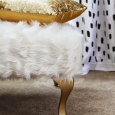 Faux fur upholstered bench