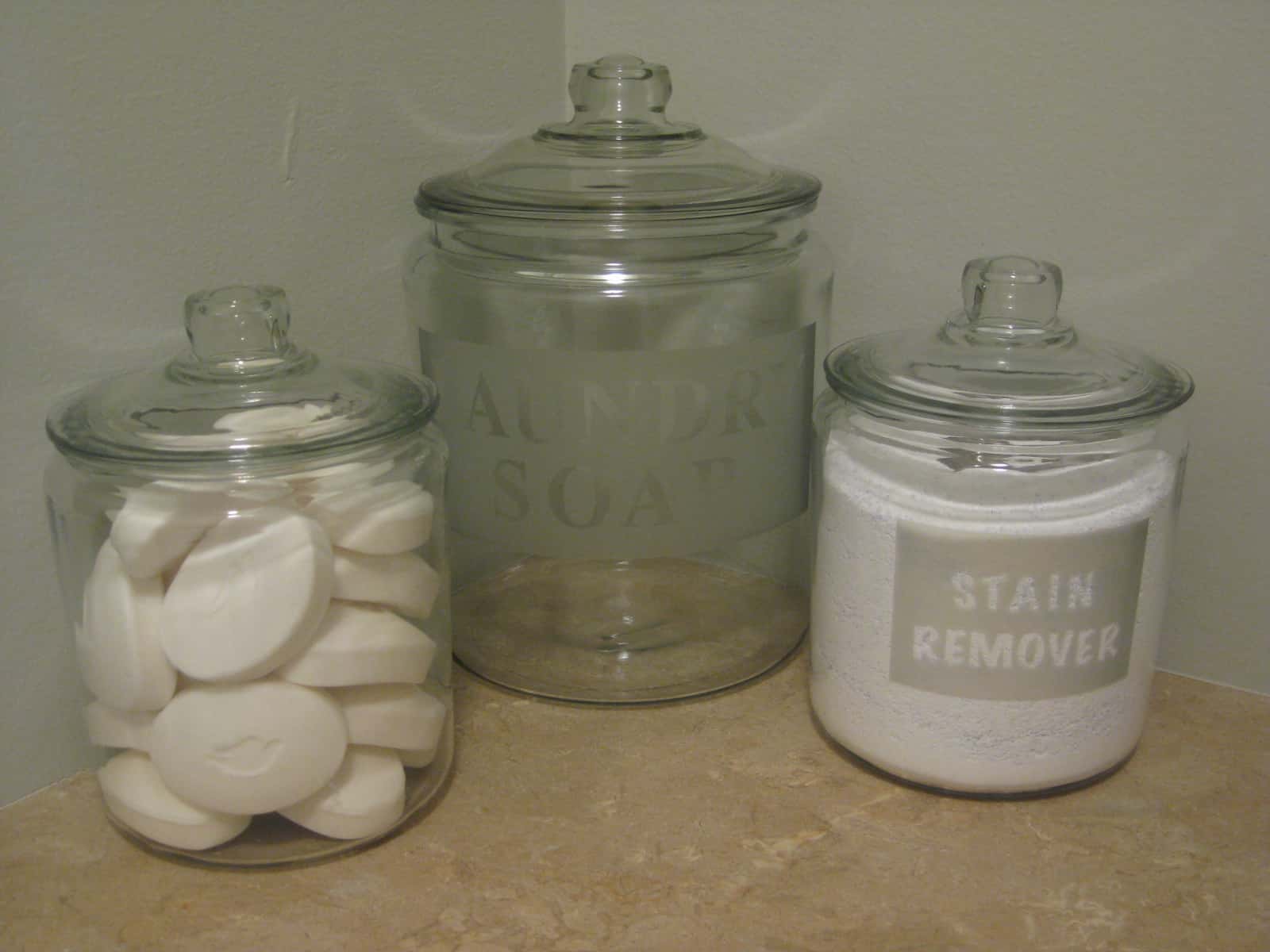 Frosted glass bathroom jars