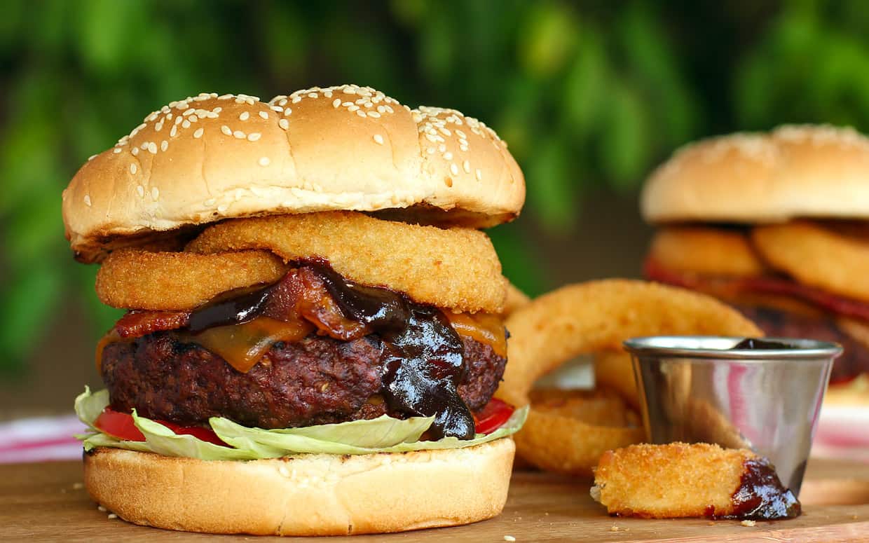 Giant onion ring burgers