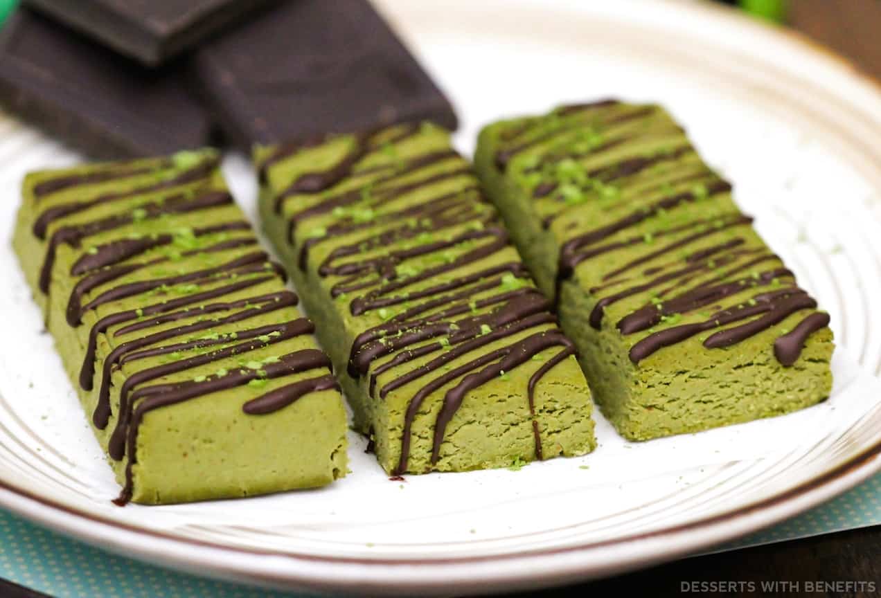 Matcha freen tea fudge protein bars