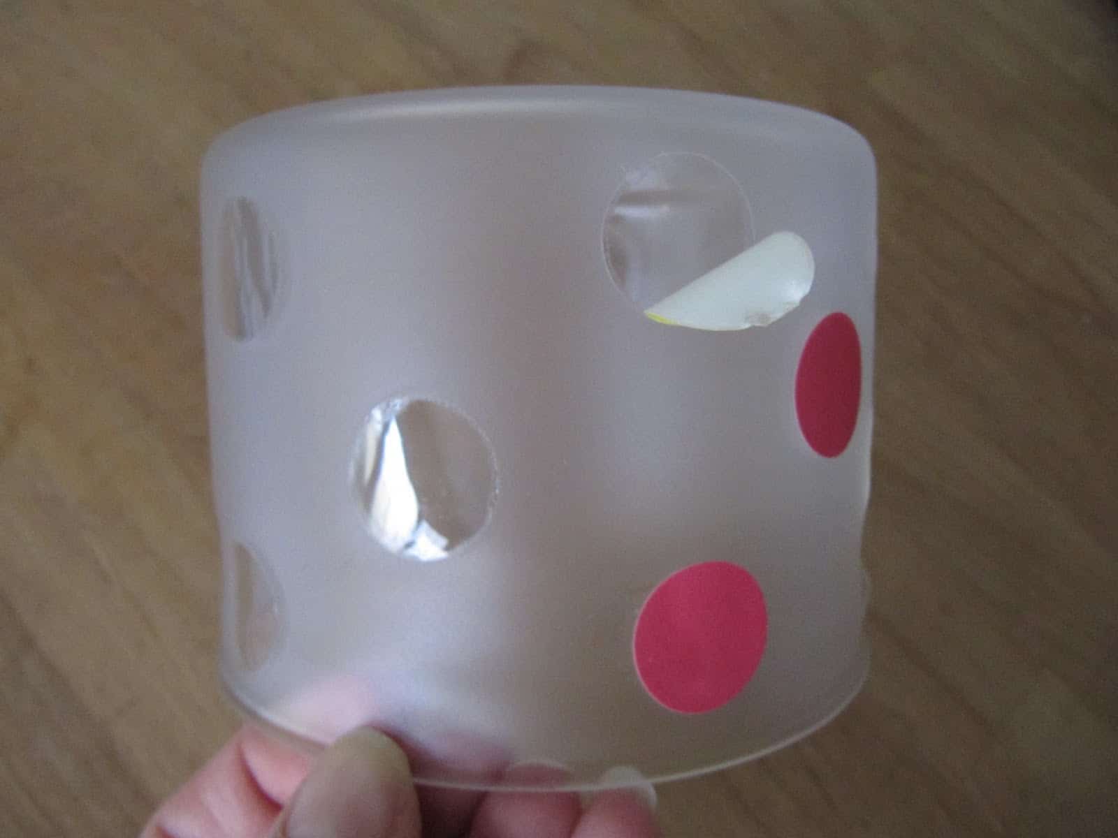 Polka dot frosted candle holder