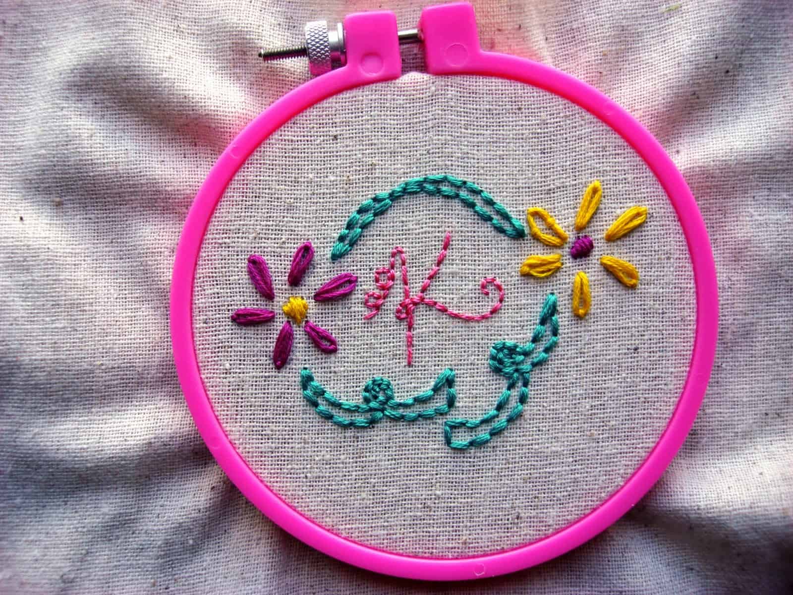 Handwritten initial cross stitch idea