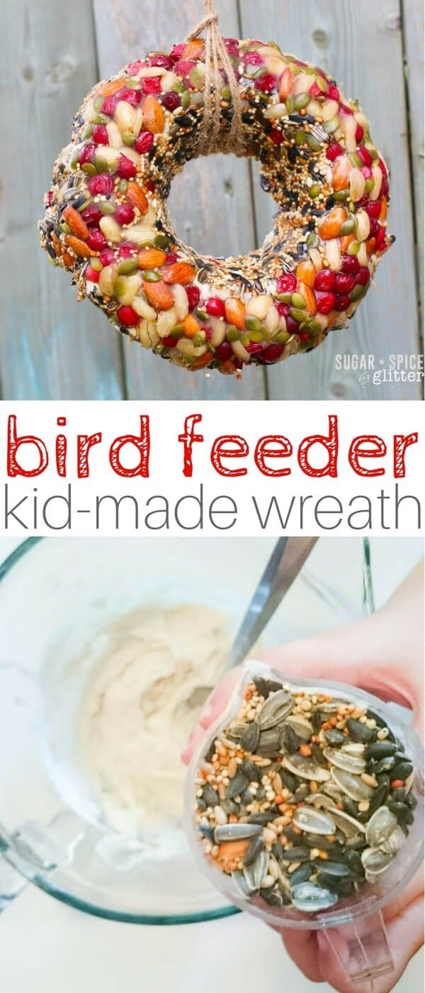 Bird feeder wreath for kids