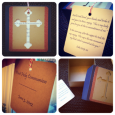Cardboard cut out first communion cards
