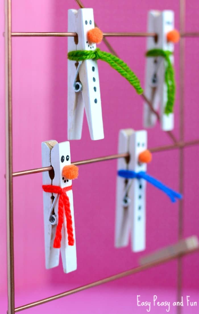 Clothespin snowman craft for kids