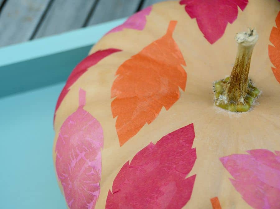 Colorful diy tissue paper leaf pumpkin