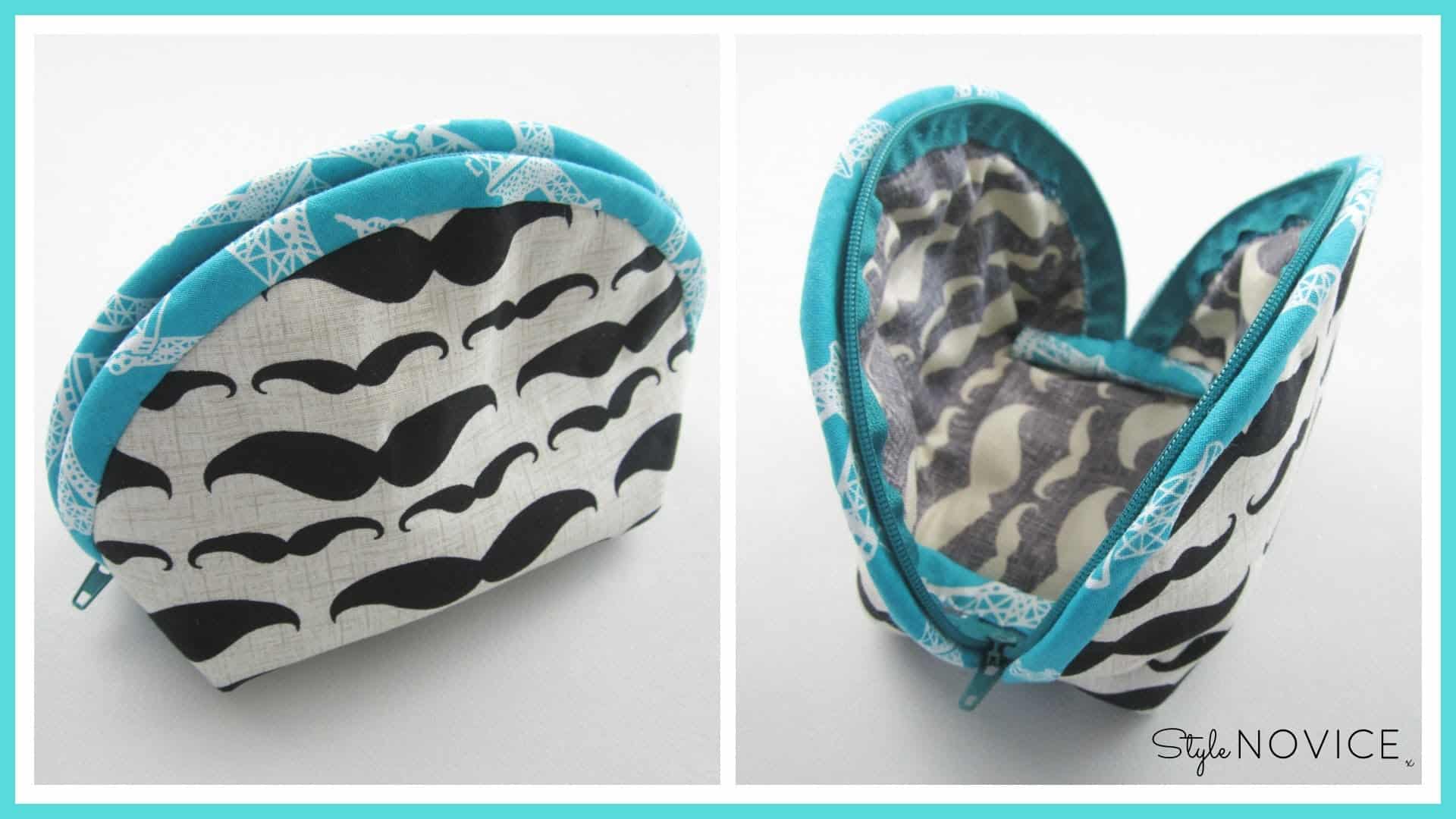 Crescent shaped cosmetics bag