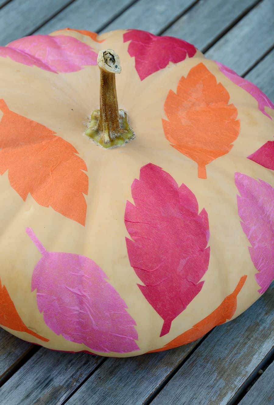 Diy tissue paper leaf pumpkin decor