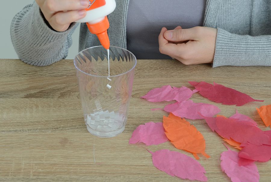 Diy tissue paper leaf pumpkin glue