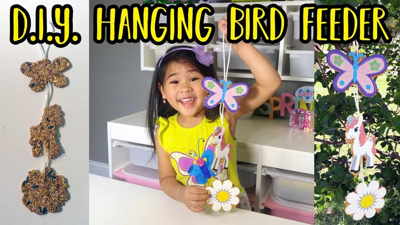 Diy hanging bird feeder for little girls
