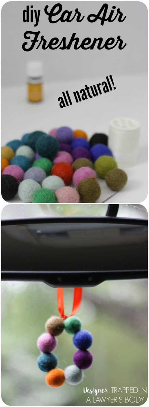 Felted pom pom car air freshener