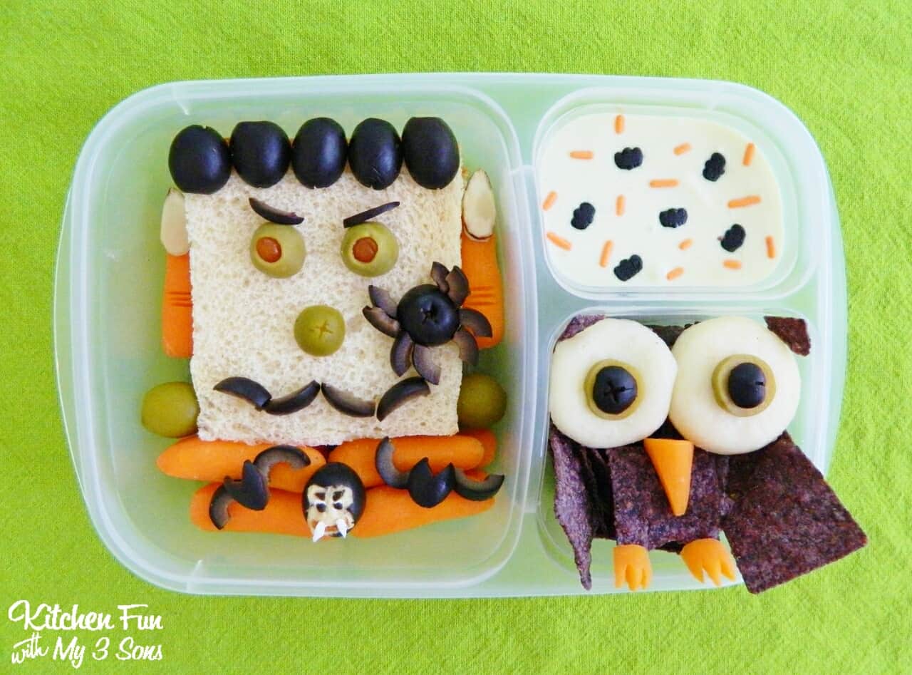 Halloween Lunch Box - Frankenstein and Olive Sandwich