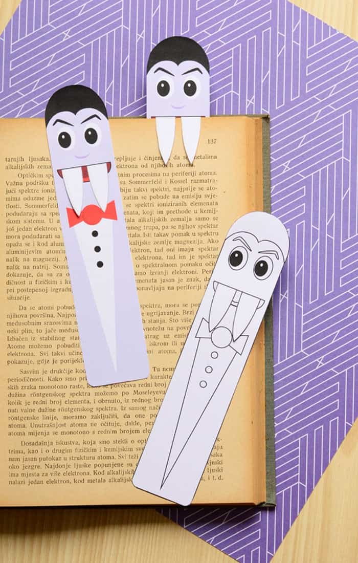 Free printable vampire bookmarks for kids