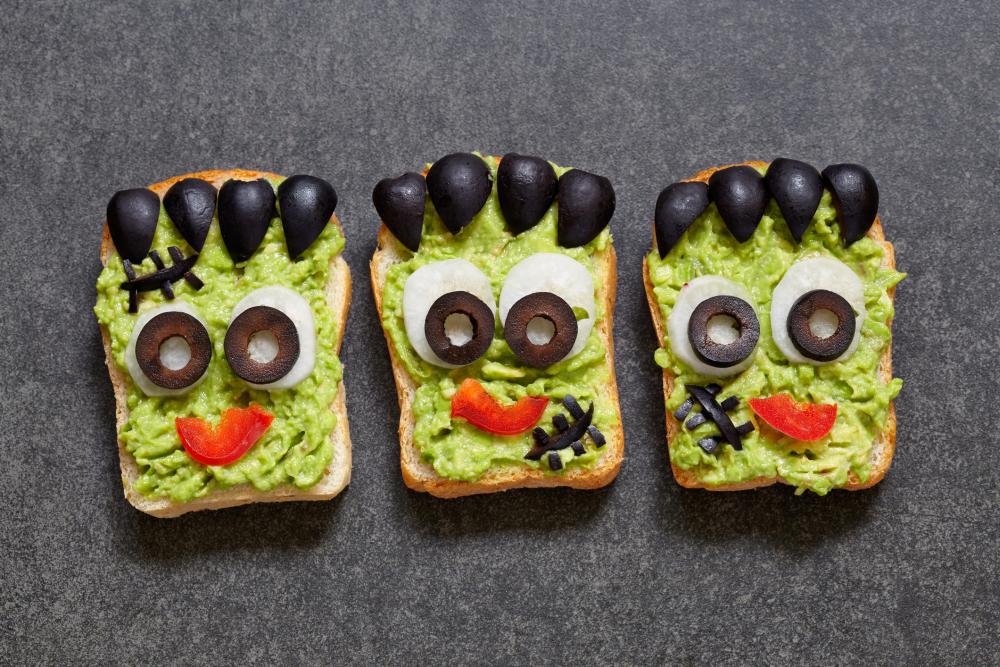 Green monster guac sandwiches halloween finger foods