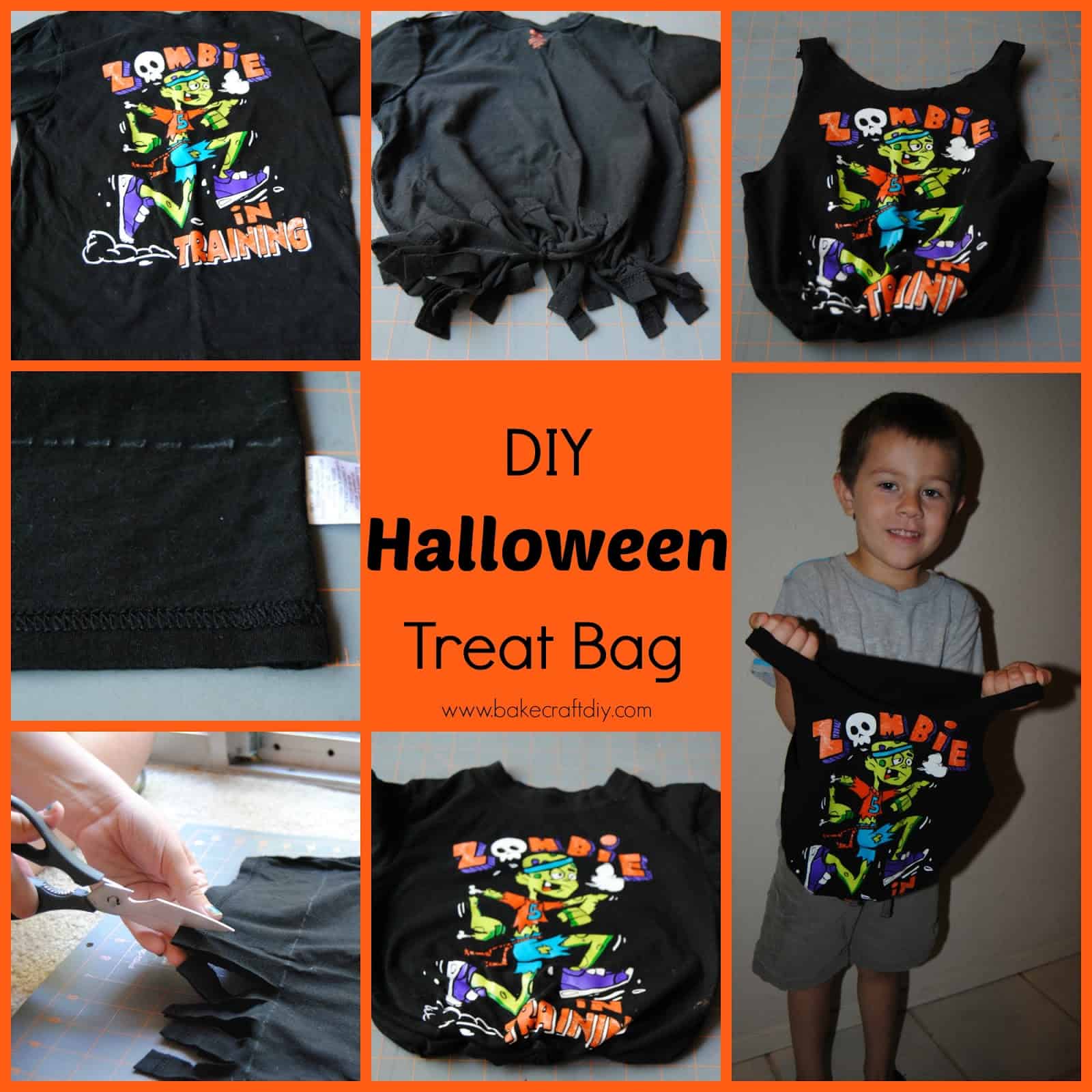Halloween t shirt turned candy tote