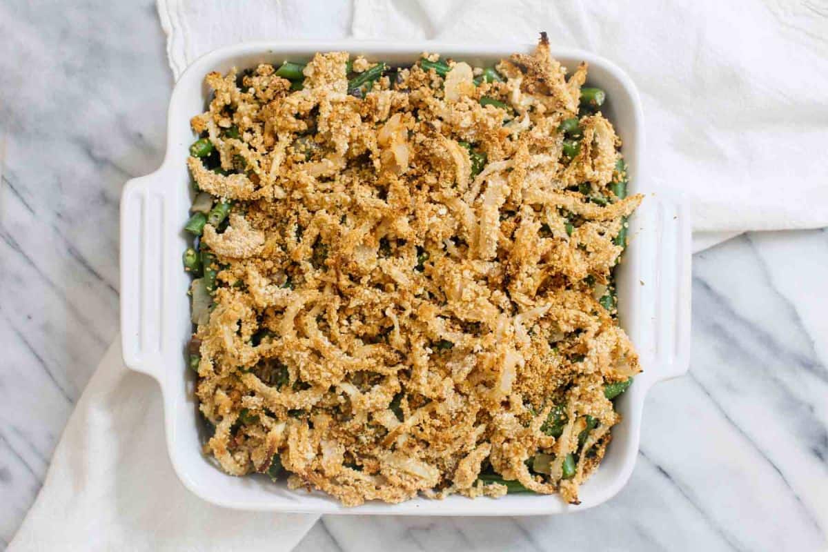 Easy Green Bean Casserole with Crunchy Fried Onions - Raising Generation  Nourished