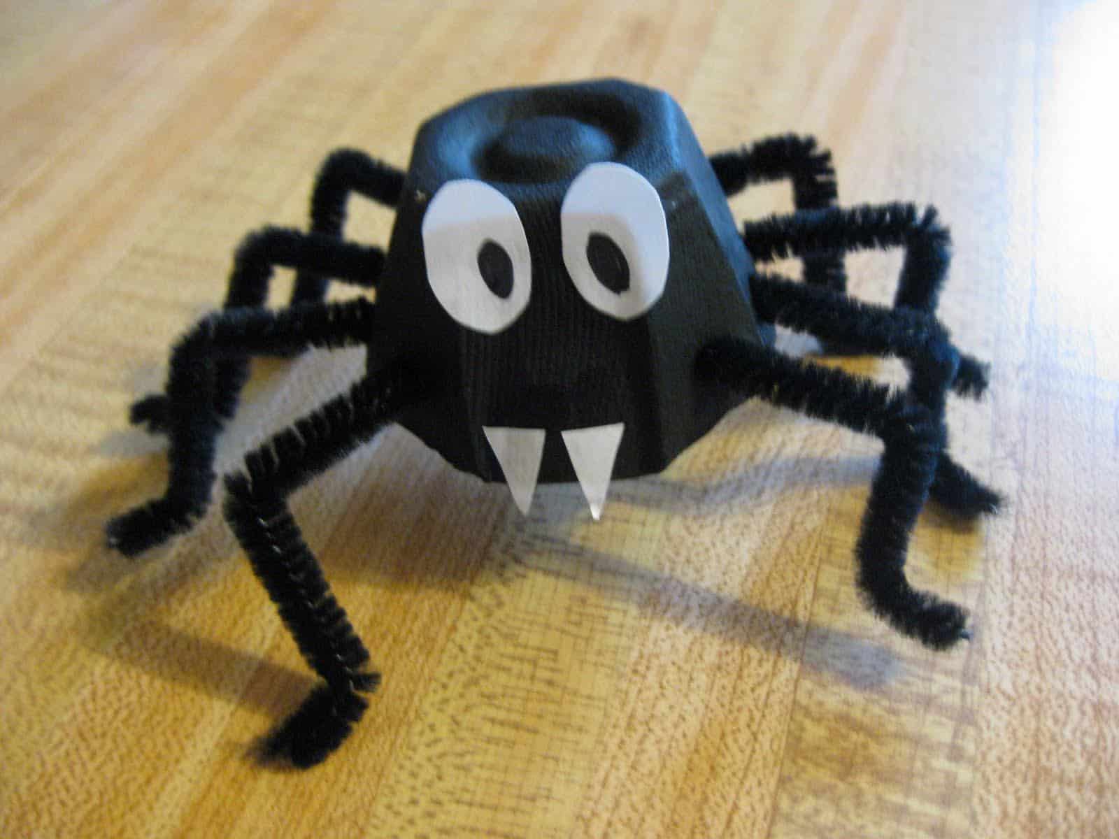 Mini egg carton spiders