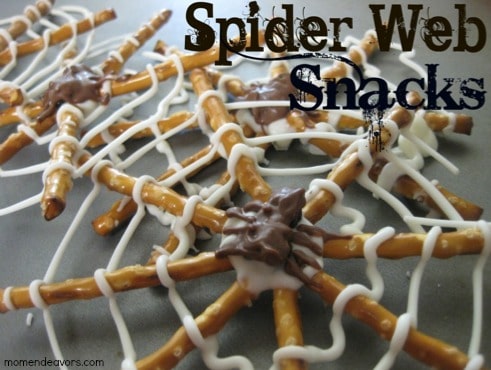 Halloween Snacks: Pretzel and Chocolate Spider Webs