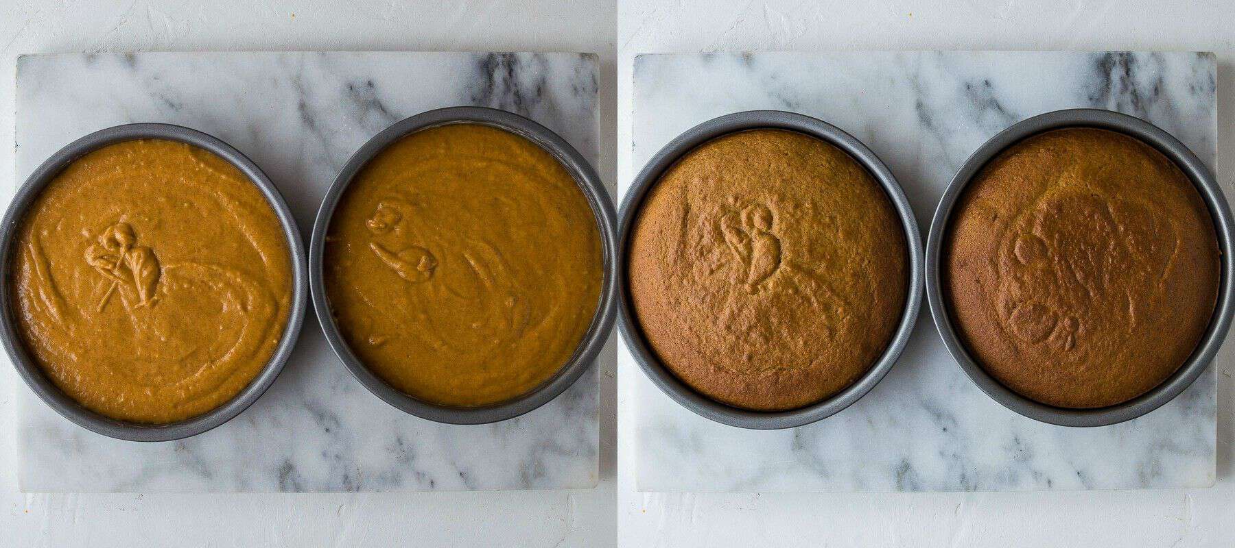 Pumpkin layer cake with mascarpone cream and sugared pecans divide