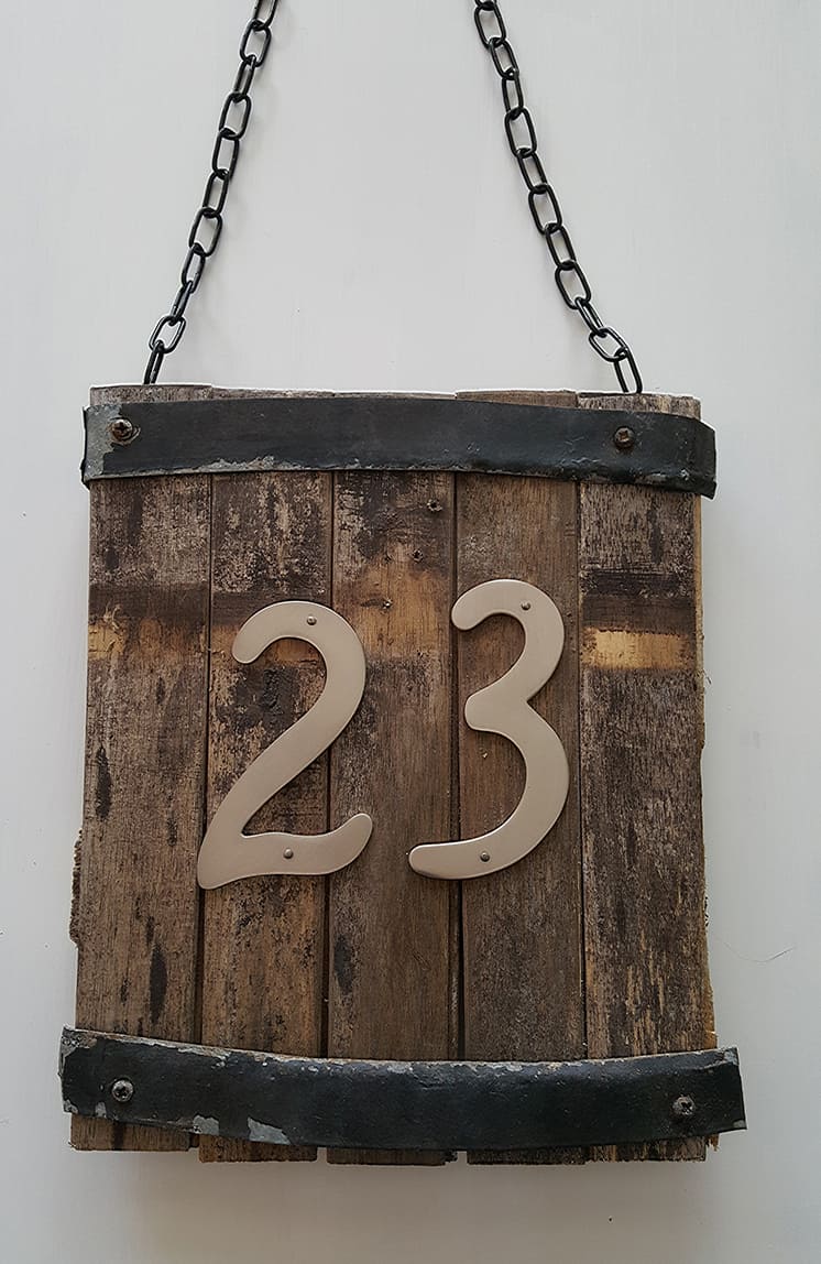 Rustic hanging wooden sign