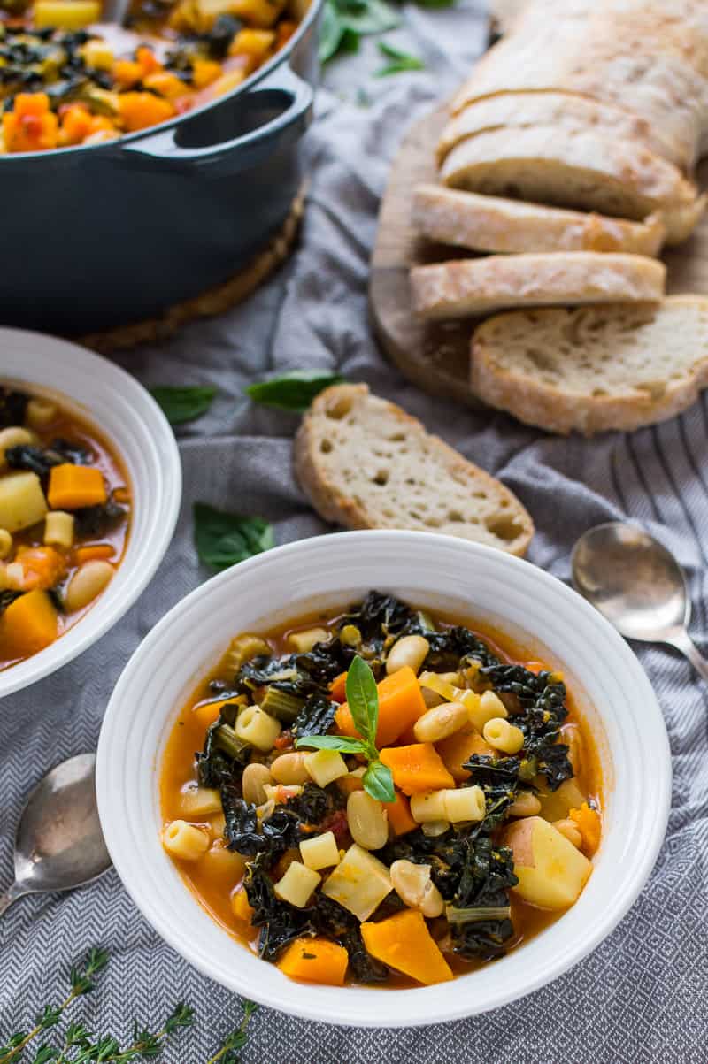 Autumn minestrone soup - a hearty, filling, vegan soup that is perfect for the colder months.