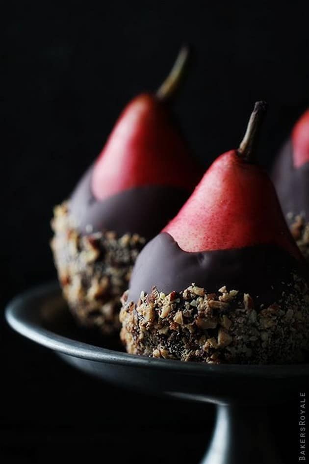 Chocolate dipped pears