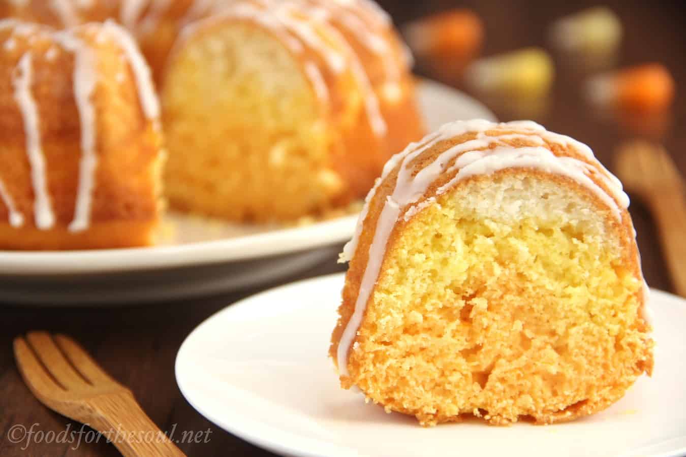 Citrus candy corn bundt cake