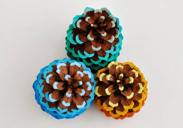 Painted Pinecones - Thanksgiving Activities for Kids