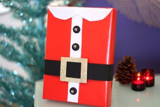 Diy santa's suit gift wrap