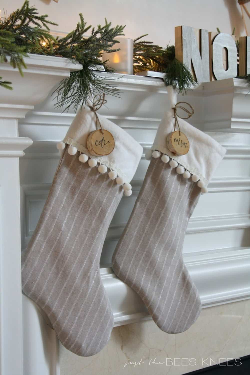 Diy stockings with pom pom trim
